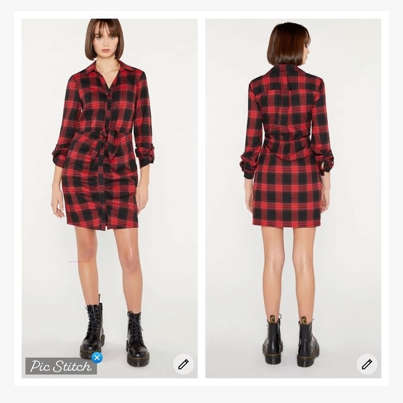 Likely Scottie Dress Red Black Plaid Flannel - Picture 2 of 13